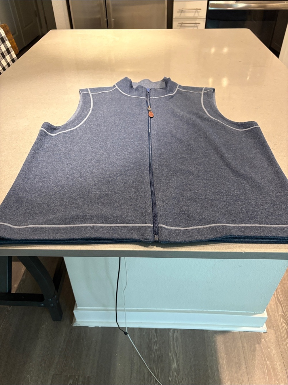 Mens Blue Zip-Front Fleece Vest